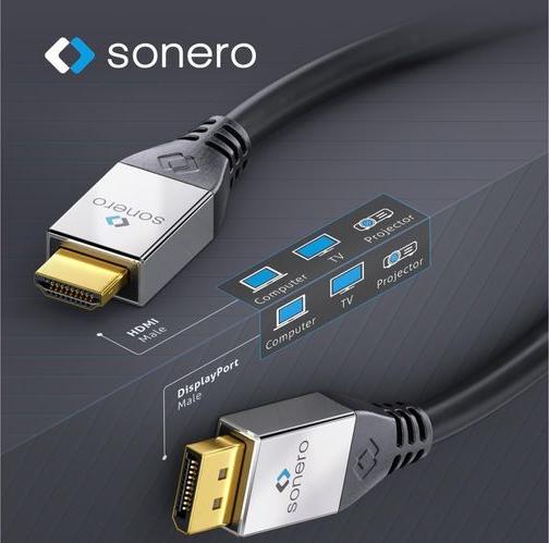 Immagine prodotto Sonero DisplayPort — HDMI (Typ A) (1.50 m, DisplayPort, HDMI)
