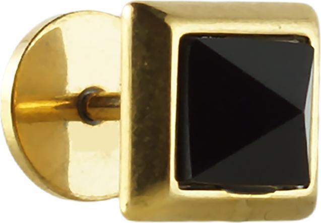 Star Piercing Fake Plug vergoldet mit Onyx Pyramide (Chirurgenstahl 316L, ohne Messing)