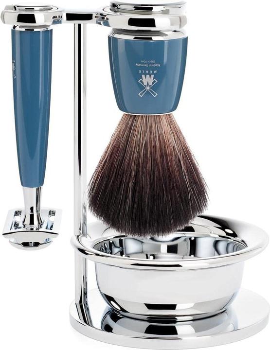 Image du produit Mühle Set de rasage, 4 pièces avec bol, blaireau avec Black Fibre, rasoir compatible