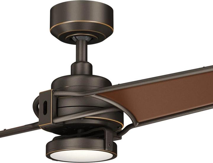 Actual product image Elstead Lighting Xety silent ceiling fan with LED light Ø142cm + remote control Oil brushed bronze (39 dB)