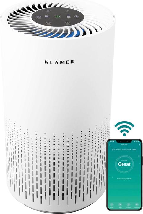 KLAMER Luftreiniger 300i mit HEPA Filter CADR Spitzenleistung von 220 m³/h (50 m²)
