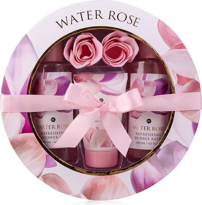 Produktbild Accentra Badeset WATER ROSE in Geschenkbox, inkl. 200ml Duschgel, 200ml Schaumbad, 75ml Bodylotion, 2 x 4g Ba (Körperpflegeset, Haarpflege set)
