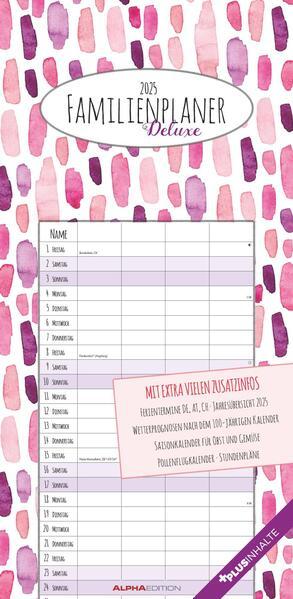Produktbild Alpha Edition Familienplaner Deluxe 2025 Familienkalender, 22x45cm, Kalender mit 4 Spalten für (22 x 45 cm, Deutsch)