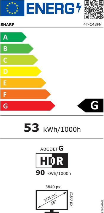Energie-Label Sharp 43FN2EA (43", FN2, LED, 4K, 2022)