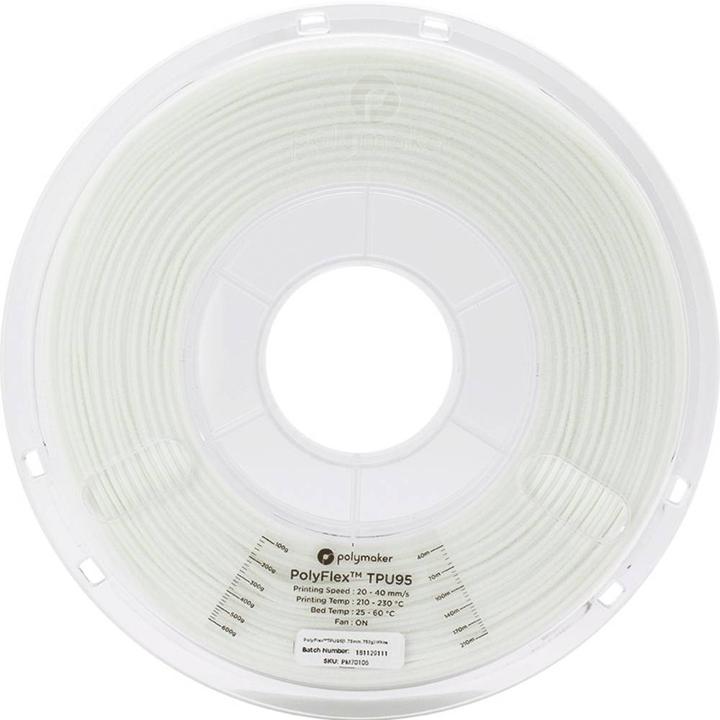 Immagine prodotto Polymaker PolyFlex TPU95 V2 - Bianco - 1,75 mm (TPU, 1.75 mm, 750 g, Bianco)