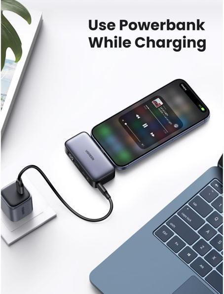 Actual product image Ugreen 5000mAh Power Bank with Built-in USB-C Connector (5000 mAh, 22.50 W, 18 Wh)