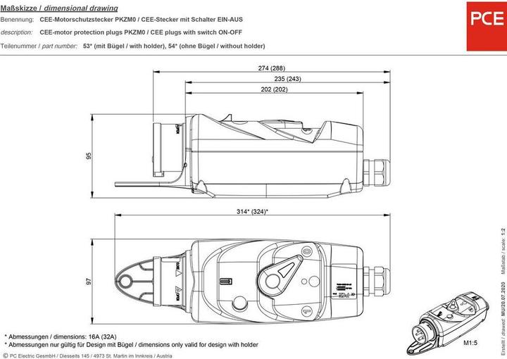Image du produit PCE Fiche de protection moteur CEE 16 A 5p