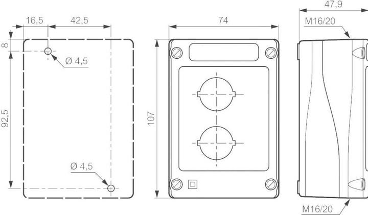 Actual product image Baco BALBX0200J Empty enclosure 2 mounting positions (L x W x H) 107 x 74 x 47.9 mm Yellow