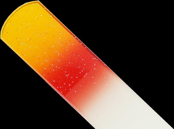Image du produit Lime en verre pour pédicure, double face, jaune/rouge avec paillettes Longueur : 13,5cm