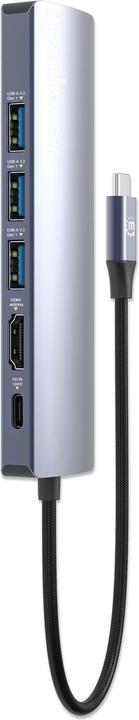 Produktbild Manhattan 6-in-1 4K USB-C Dockingstation 1xHDMI 3xUSB 5 Gb/s (USB-C, 6 Ports)