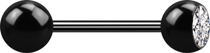 Produktbild Star Piercing Micro Barbell schwarz mit Kugel und Kugeln Kristall silber (Chirurgenstahl 316L, ohne Messing)