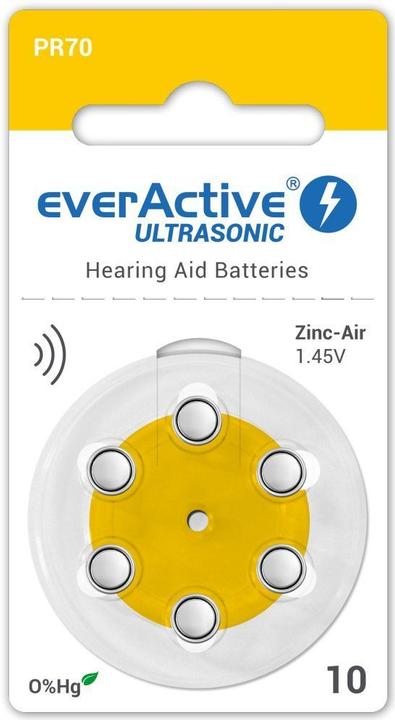 Everactive Ultrasuoni 10 - Batterie per apparecchi acustici (6 pz., PR70)
