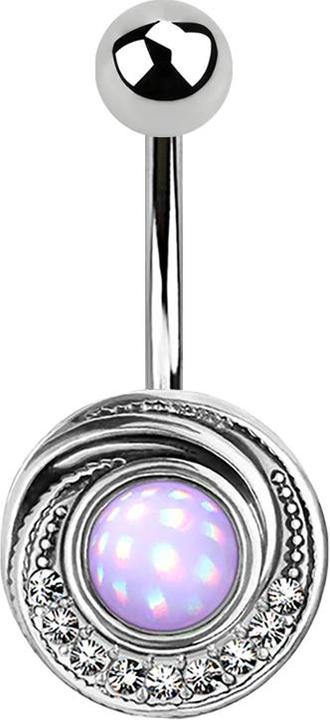 Image du produit Star Piercing Banane argent tourbillon avec cristal et pierre époxy violette (Laiton, Acier chirurgical 316L)