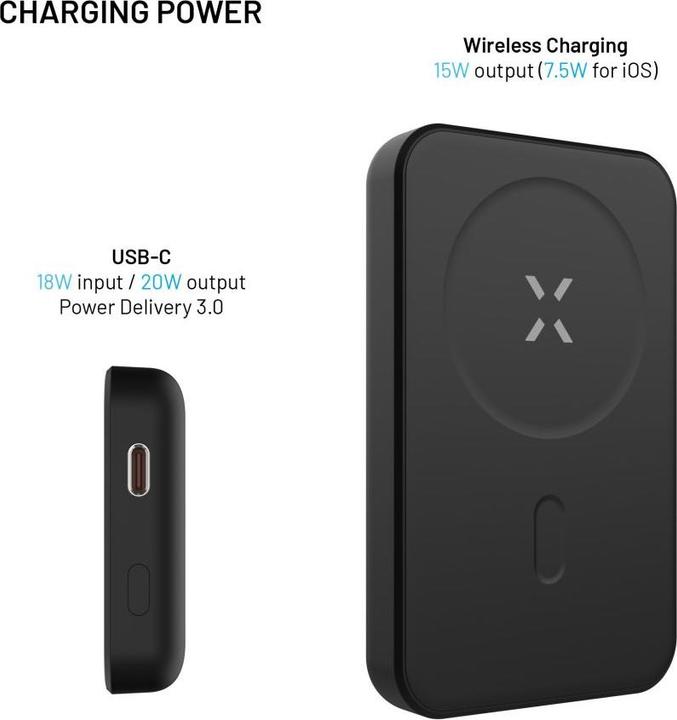 Actual product image Fixed MagZen Trådløs PD 20W Power Bank 10.000 mAh Sort Powerbank - Sort - 10000 mAh (10000 mAh, 12 Wh)