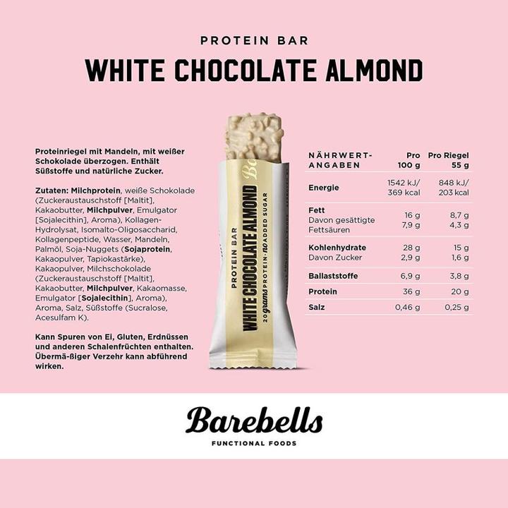 Nährwerte und Zutaten Barebells Protein Bar (White Chocolate Almond, 12 Stk., 660 g)