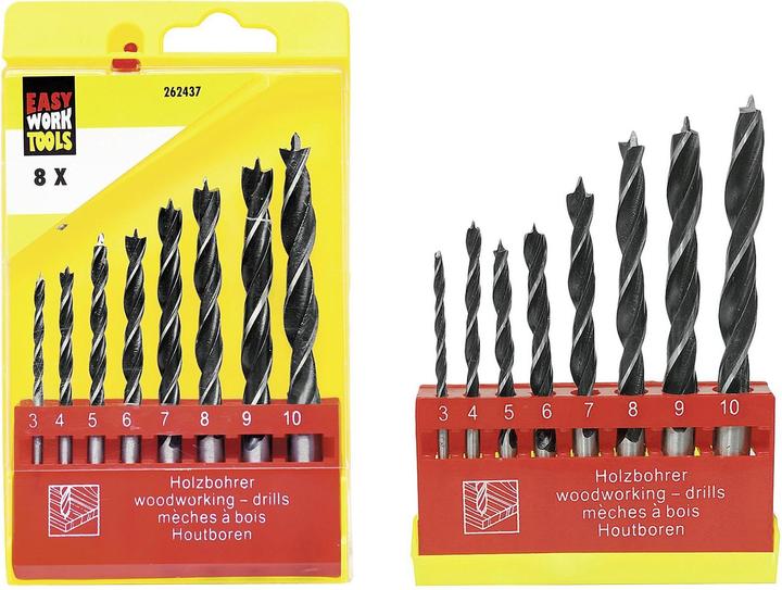 Produktbild Easy Work Holzbohrersatz 3 - 10 mm (6 mm, 10 mm, 7 mm, 3 mm, 5 mm, 8 mm, 9 mm, 4 mm)