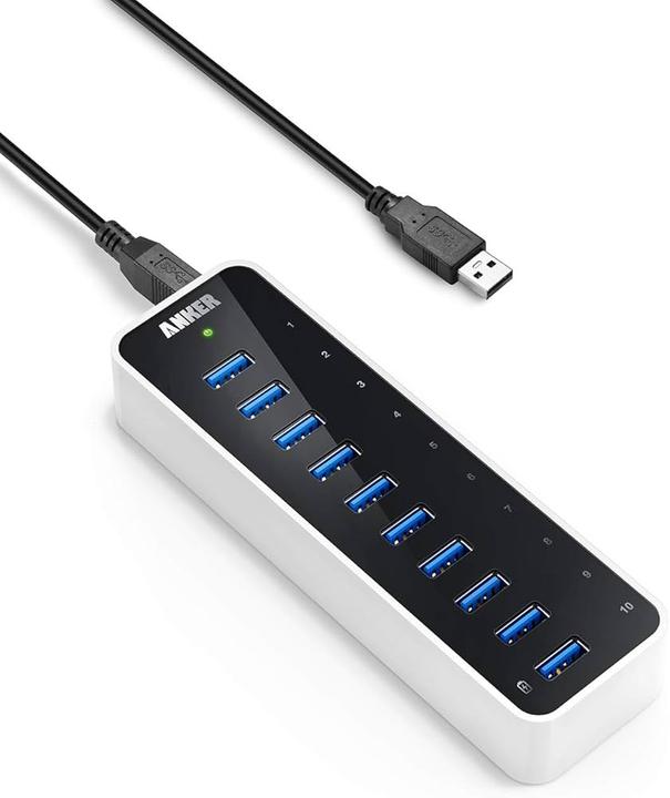 Actual product image Allnet usb 3.0 10 port hub-type-a 19 inch 1he (USB-A, 10 Ports)