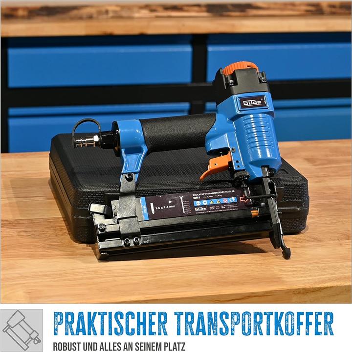 Productafbeelding Güde Perslucht nietmachine / spijkermachine 3 in 1 20 - 40 mm 4 - 7,5 bar + 800 st. spijker / nietenset +