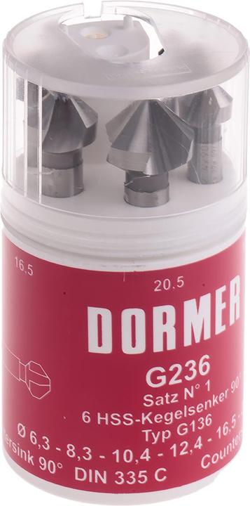 Produktbild Dormer Hss Straight Shank Countersink Set No 1 (20.5 mm, 16.5 mm, 12.4 mm, 10.4 mm, 8.3 mm, 6.3 mm)