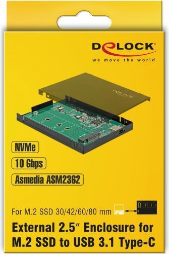 Immagine prodotto Delock USB-C 3.1 Gen2 per SSD M.2 NVME (M.2 2230, M.2 2242, M.2 2260, M.2)