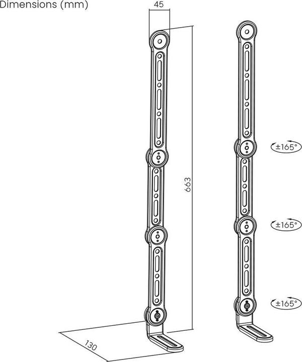 Immagine prodotto myWall Staffa per soundbar HZ32-2L (1 pz., Installazione a parete, Perno di rotazione, Rotante, Inclinabile)