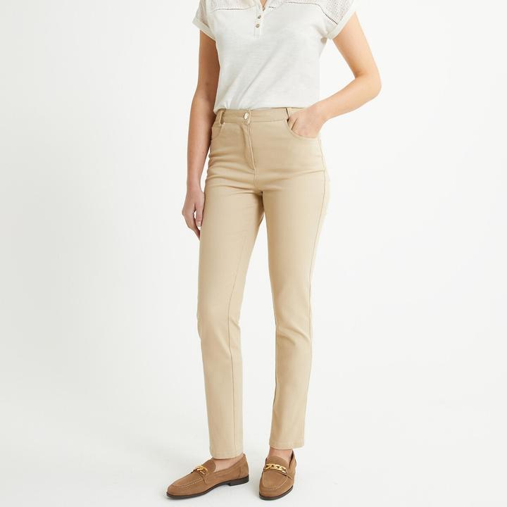 Actual product image Anne Weyburn Straight five-pocket trousers in stretch cotton (44)