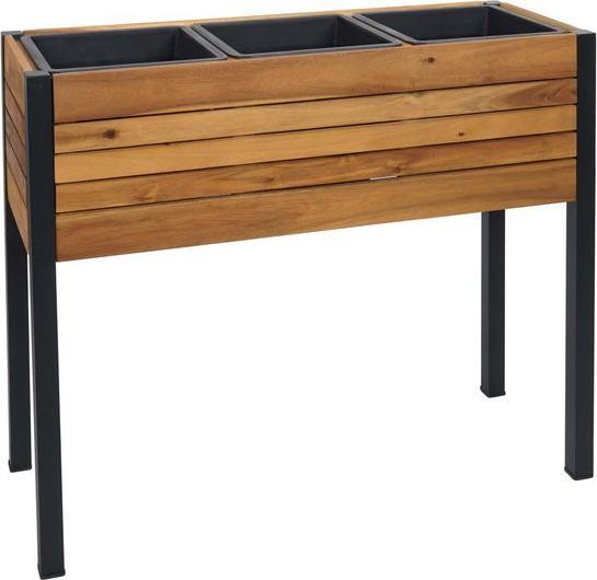 Mendler Pflanzkasten HWC-L22, 75x81x30cm Outdoor Alu Akazie, braun