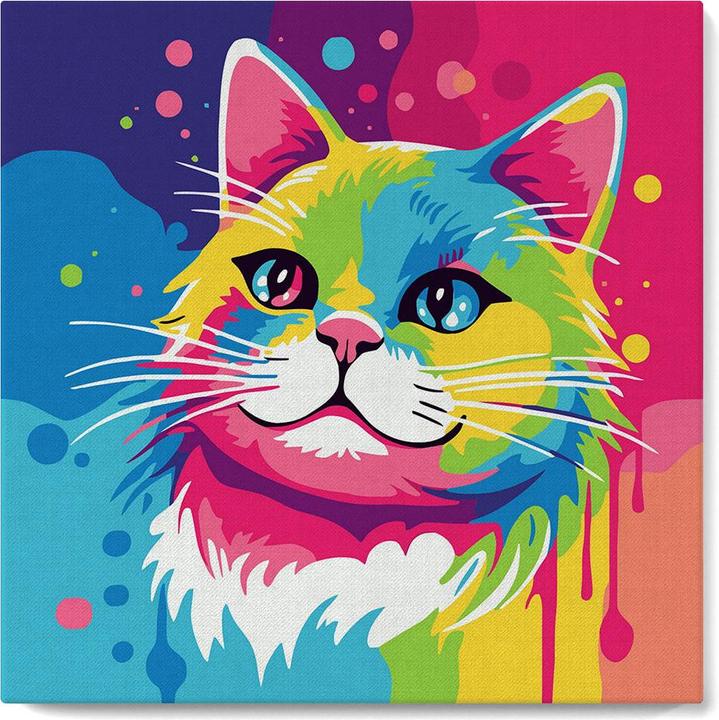 Produktbild Figured'Art Mini Malen nach Zahlen mit Rahmen - Abstrakte Pop Art Katze