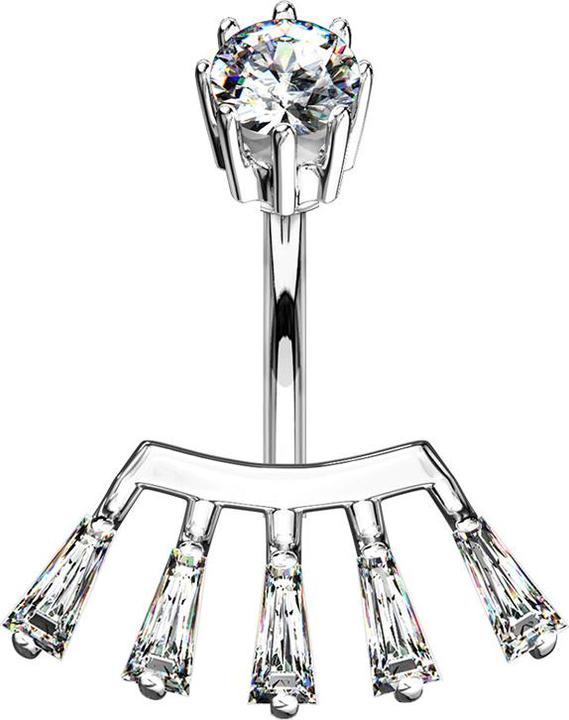 Star Piercing Banane Innengewinde silber Prinzessin (Messing, Chirurgenstahl 316L)