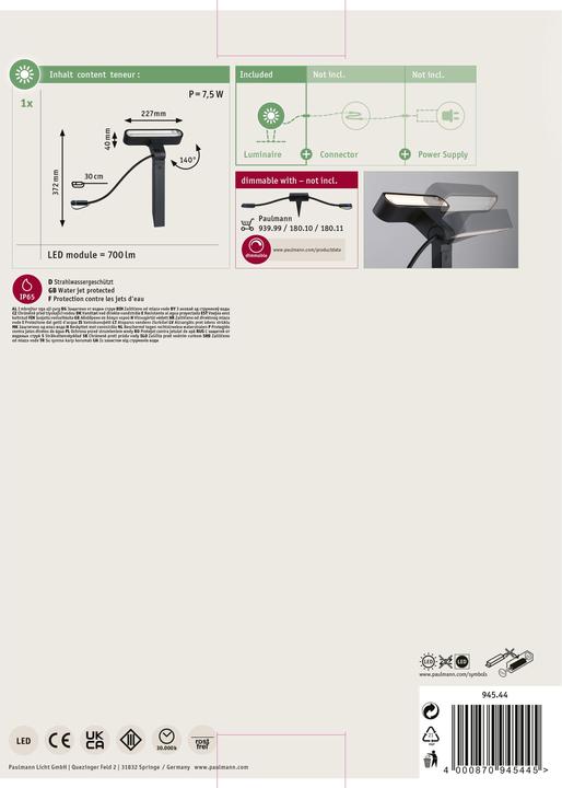 Immagine prodotto Paulmann Plug & Shine Ito da esterno (700 lm, IP65)