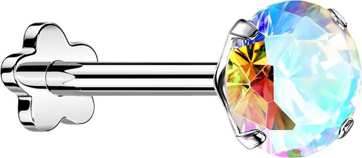 Actual product image Star Piercing Micro Threadless Labret Flower silver set with crystal multicolour (Titanium G23, without brass)