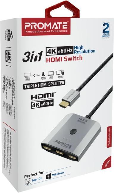 Actual product image ProMate MediaSwitch-H3 4K 3 in 1 HDMI Splitter