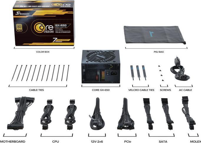 Actual product image Seasonic Core GX-650-V2 650W ATX3.1 black (650 W)
