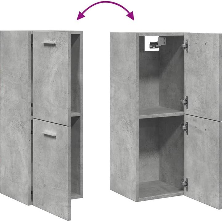 Image du produit VidaXL Armoire suspendue de salle de bains Armoire murale de salle de bains Gris béton (30 x 30 x 80 cm)