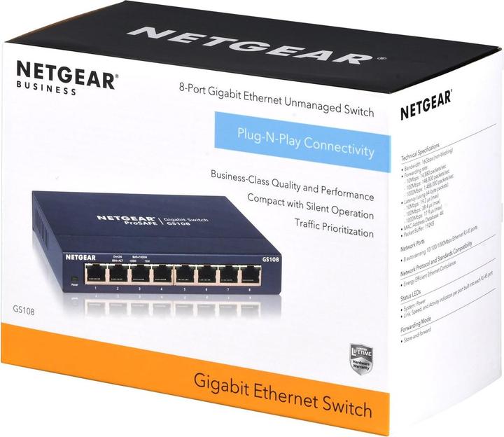 Image du produit Netgear Gs108ge (8 Ports)