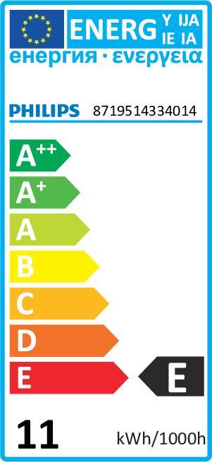 Label énergétique Philips Professional Lampe MASTER VLE LEDBulb D 4-25W E27 ST64 GOLD SP G (E27, 4 W, 250 lm, 1 x, E)