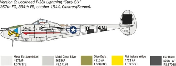 Actual product image Italeri 1:72 US P-38J Lightning