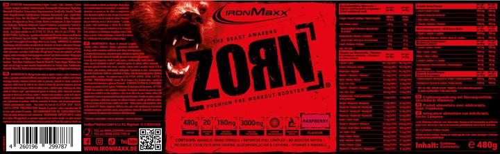 Nutritional values and ingredients IronMaxx Wrath (480g can) (Raspberry, 1 pcs., 480 g)