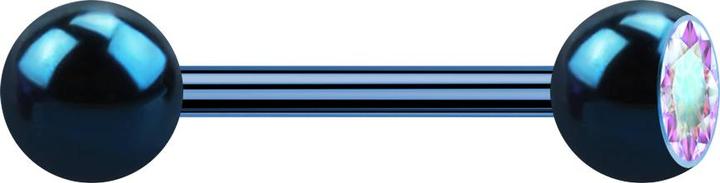 Produktbild Star Piercing Barbell dunkelblau mit Kugel und Kugel Kristall multicolor (ohne Messing, Chirurgenstahl 316L)