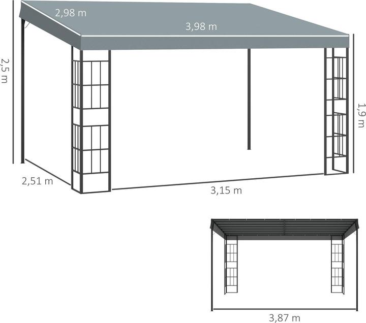 Image du produit Outsunny Pergola avec toit en pente (398 cm, 298 cm)