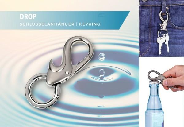 Image du produit Troika DROP Porte-clés avec 2 anneaux, mousqueton, ouvre-bouteille, gunmetal