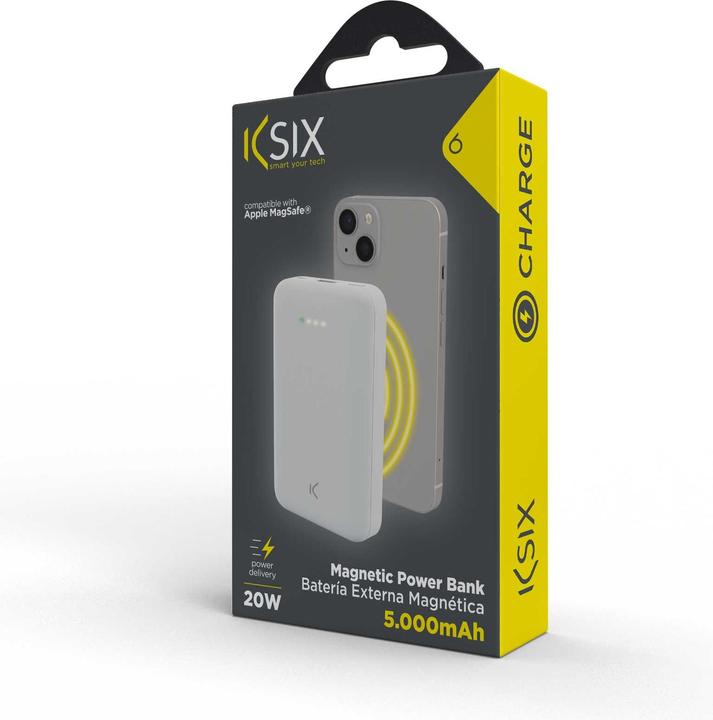 Image du produit KSIX Power Bank 5.000 Mah USB Pd Et Qc + Câble Micro USB Blanc (5000 mAh, 20 W)