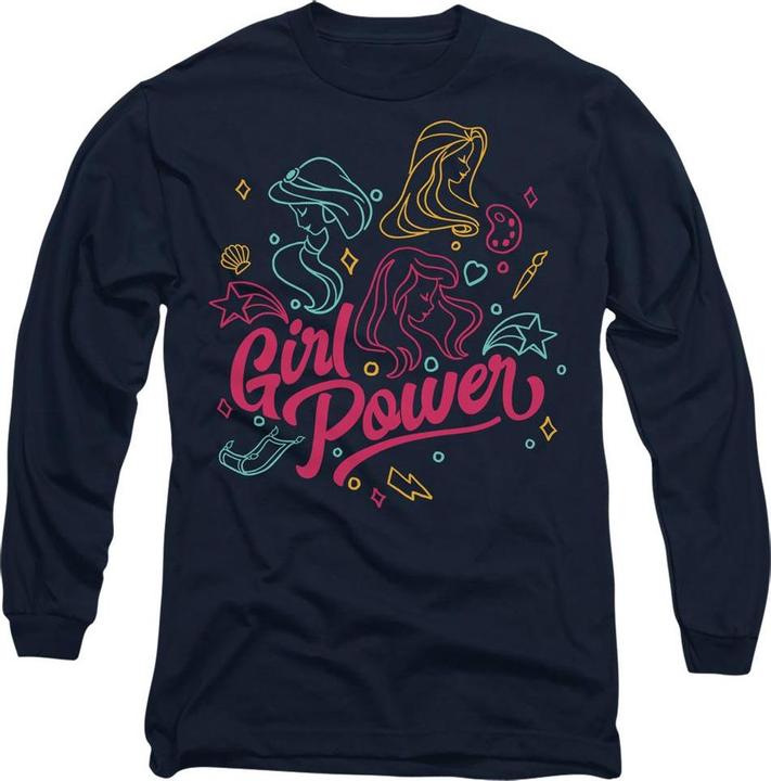 Actual product image Disney Princess Unisex Adult Girl Power Jasmine Rapunzel Ariel Line Art T-Shirt (S)