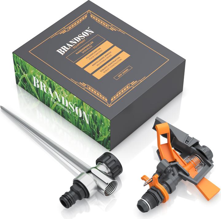 Actual product image Brandson 4x circular sprinkler, interval sprinkler, 360° impulse sprinkler, lawn sprinkler up to 200 m² (Impulse, circular and sector sprinklers)