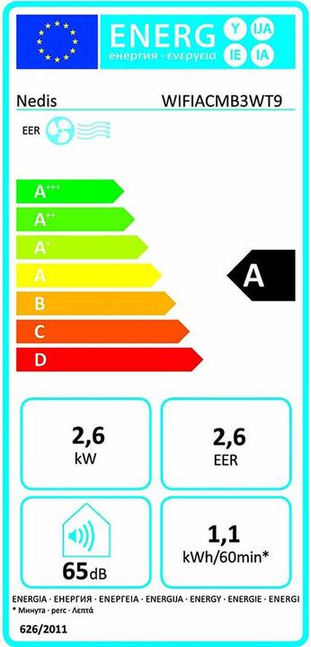 Energie-Label Nedis WIFIACMB3WT9 (80 m², 3446.26 BTU/h)