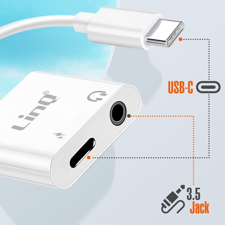 Produktbild LinQ USB-C / 3.5mm + USB-C Lade- und Audioadapter (USB Typ C, 3.5mm Klinke)