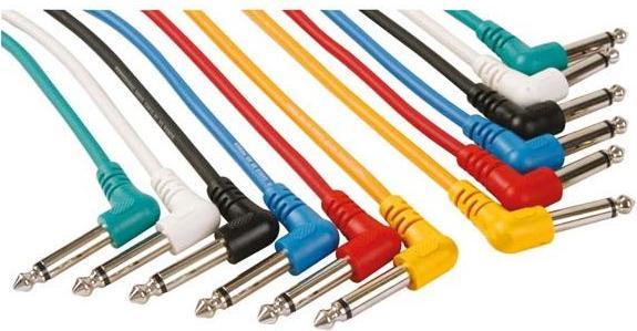 Produktbild PRO PROFESSIONELLES PATCHKABEL 6.35mm MONO 90° AUF 6.35mm MONO 90° (6 FARBEN - 1m) (Kabelbinder)
