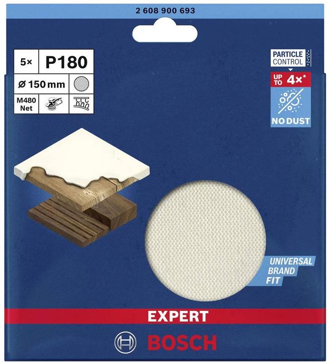 Productafbeelding Bosch Professional Zubehör Expert M480 Schuurnet voor vlakschuurmachine, 150 mm, G 180, 5 stuks (180)
