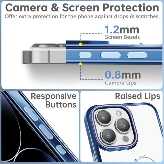 Produktbild Kingxbar Wish Series Silikonhülle mit Kristallen für iPhone 15 Pro – Blau (Apple iPhone 15 Pro)