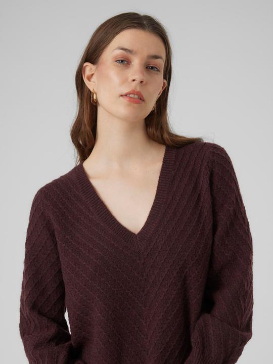 Produktbild Vero Moda VMANJASTINNA LONG V-NEK PULLOVER GA EXC Strickpullover (L)